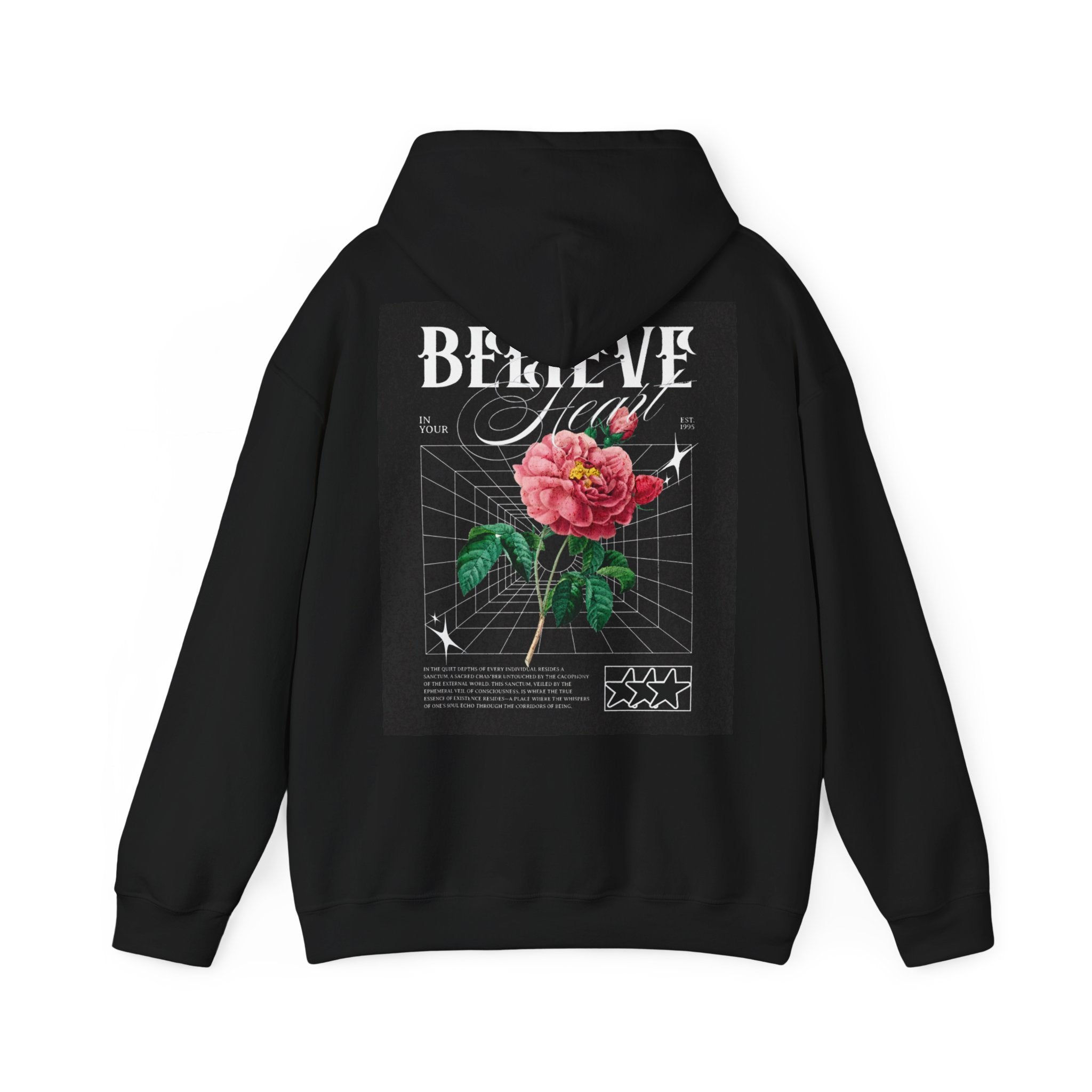 Floral 'Believe' Graphic Hoodie — Vintage Rose Back Print