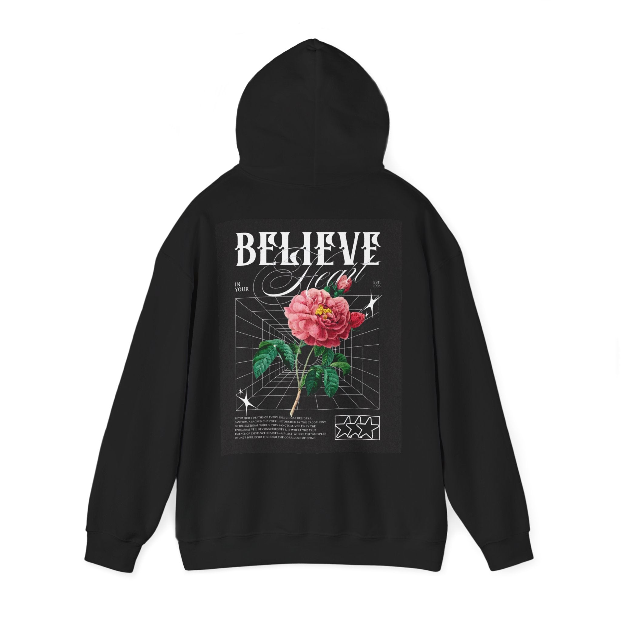 Floral 'Believe' Graphic Hoodie — Vintage Rose Back Print
